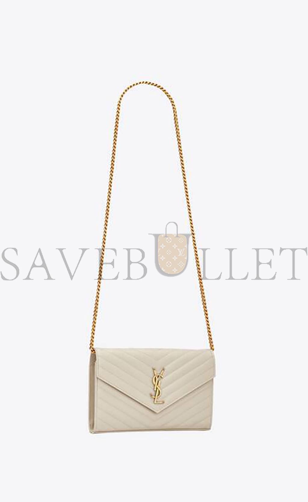 YSL CASSANDRE MATELASSÉ CHAIN WALLET IN GRAIN DE POUDRE EMBOSSED LEATHER 377828BOW019207 (22.5*14*4cm)