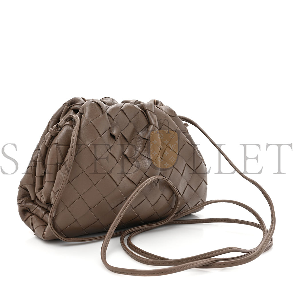 BOTTEGA VENETA NAPPA INTRECCIATO THE MINI POUCH TAUPE GREY 1442829 (22*11*5cm)