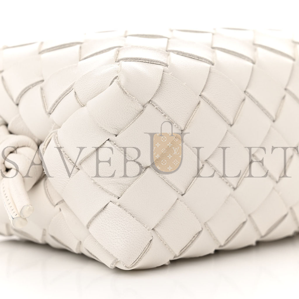 BOTTEGA VENETA NAPPA INTRECCIATO MINI LOOP CAMERA BAG WHITE (18*11*6cm)