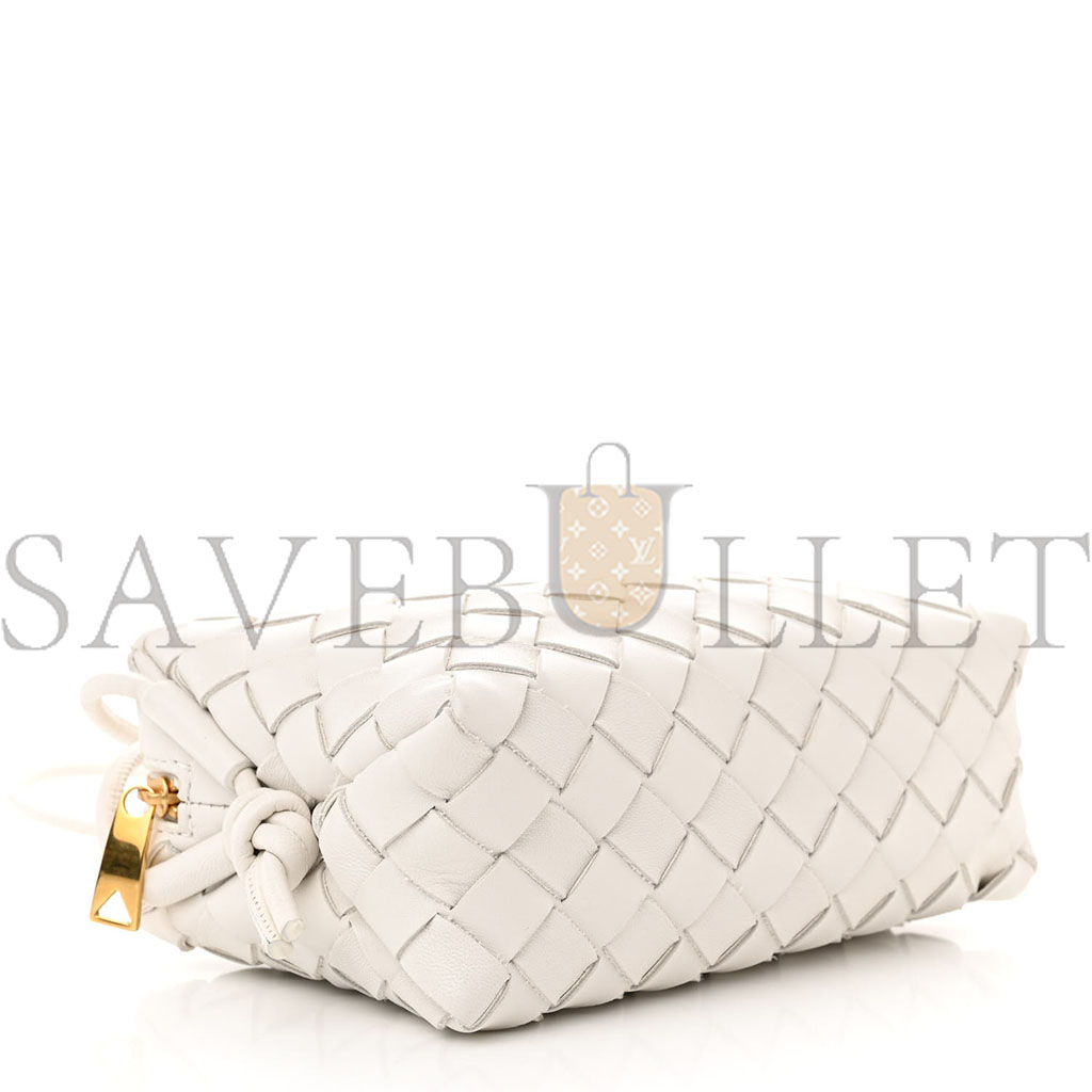 BOTTEGA VENETA NAPPA INTRECCIATO MINI LOOP CAMERA BAG WHITE (18*11*6cm)