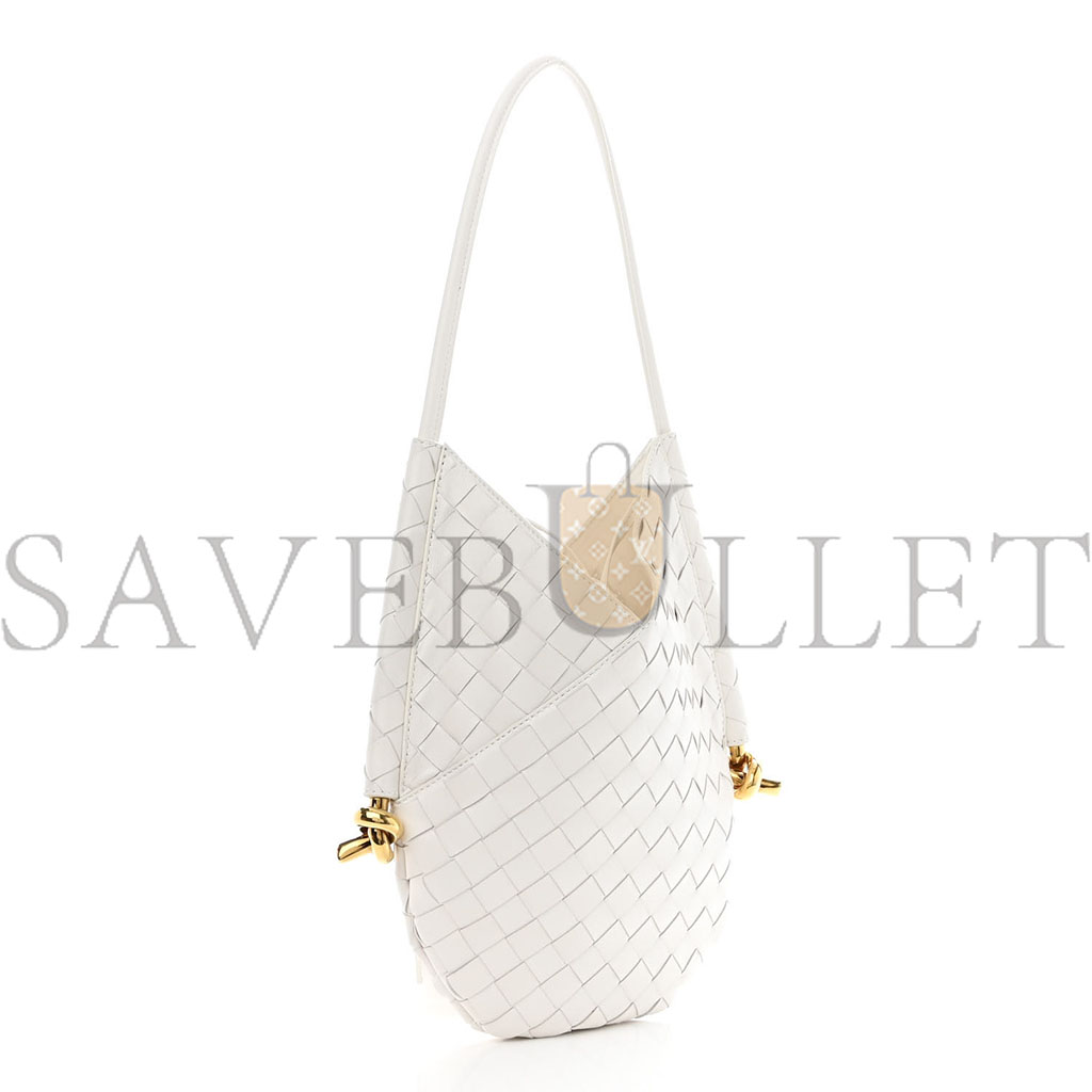 BOTTEGA VENETA NAPPA INTRECCIATO SMALL SOLSTICE HOBO WHITE  (28*25*3cm)