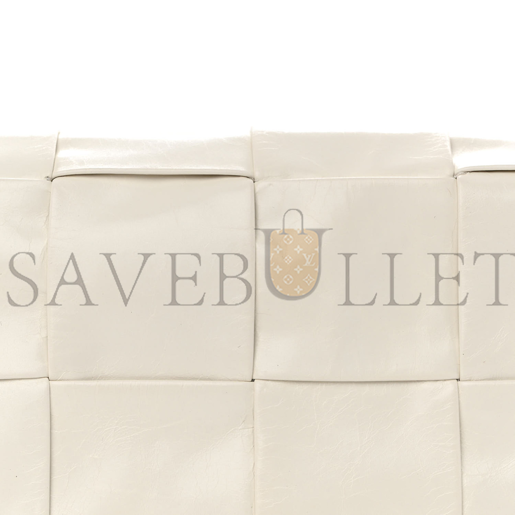 BOTTEGA VENETA PAPER CALFSKIN INTRECCIATO CASSETTE BELT BAG WHITE  (18*10*4cm)