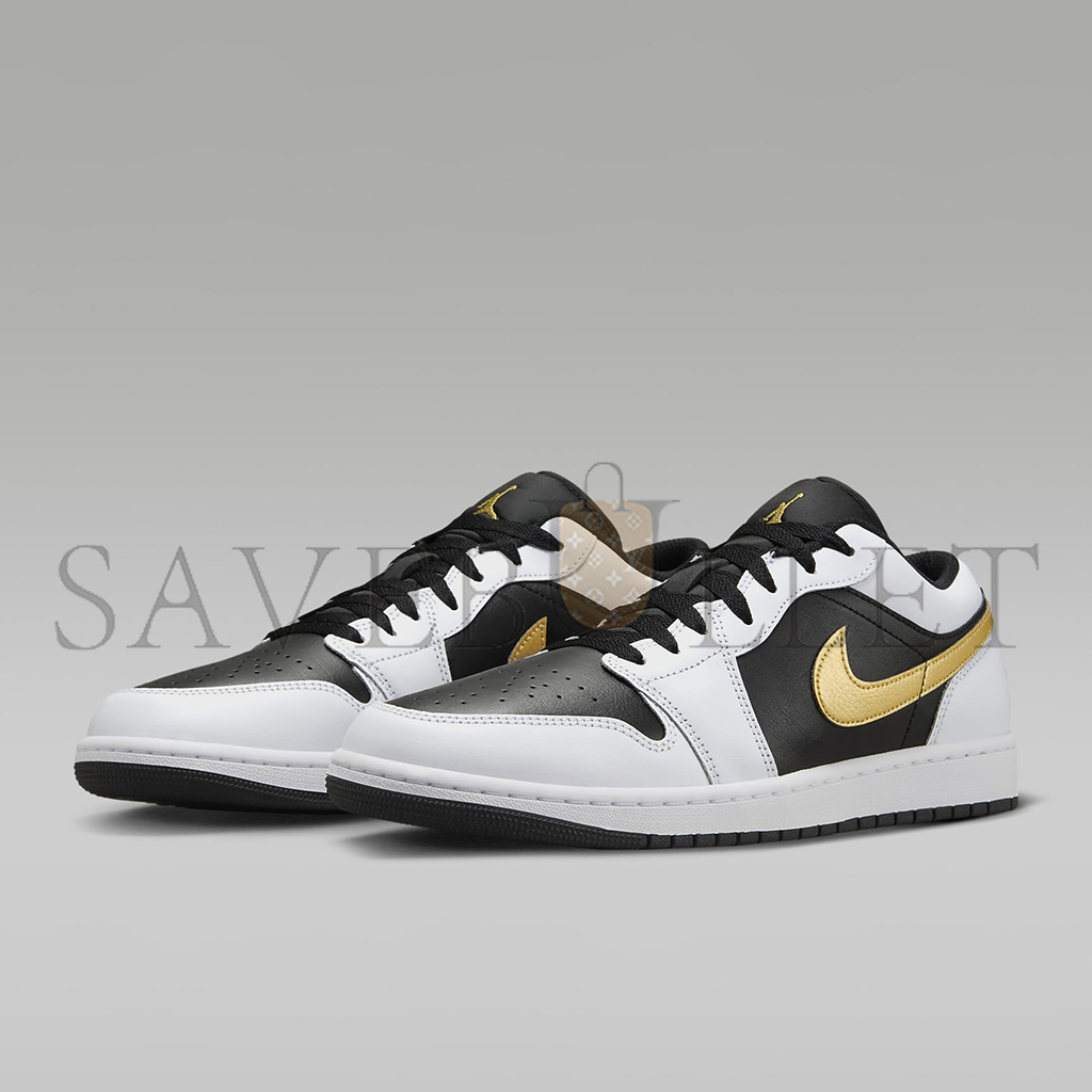 NIKE AIR JORDAN 1 LOW WHITE BLACK METALLIC GOLD 553558-172