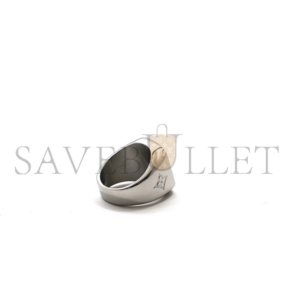 LOUIS VUITTON RING SIGNET LV SILVER METAL M62488