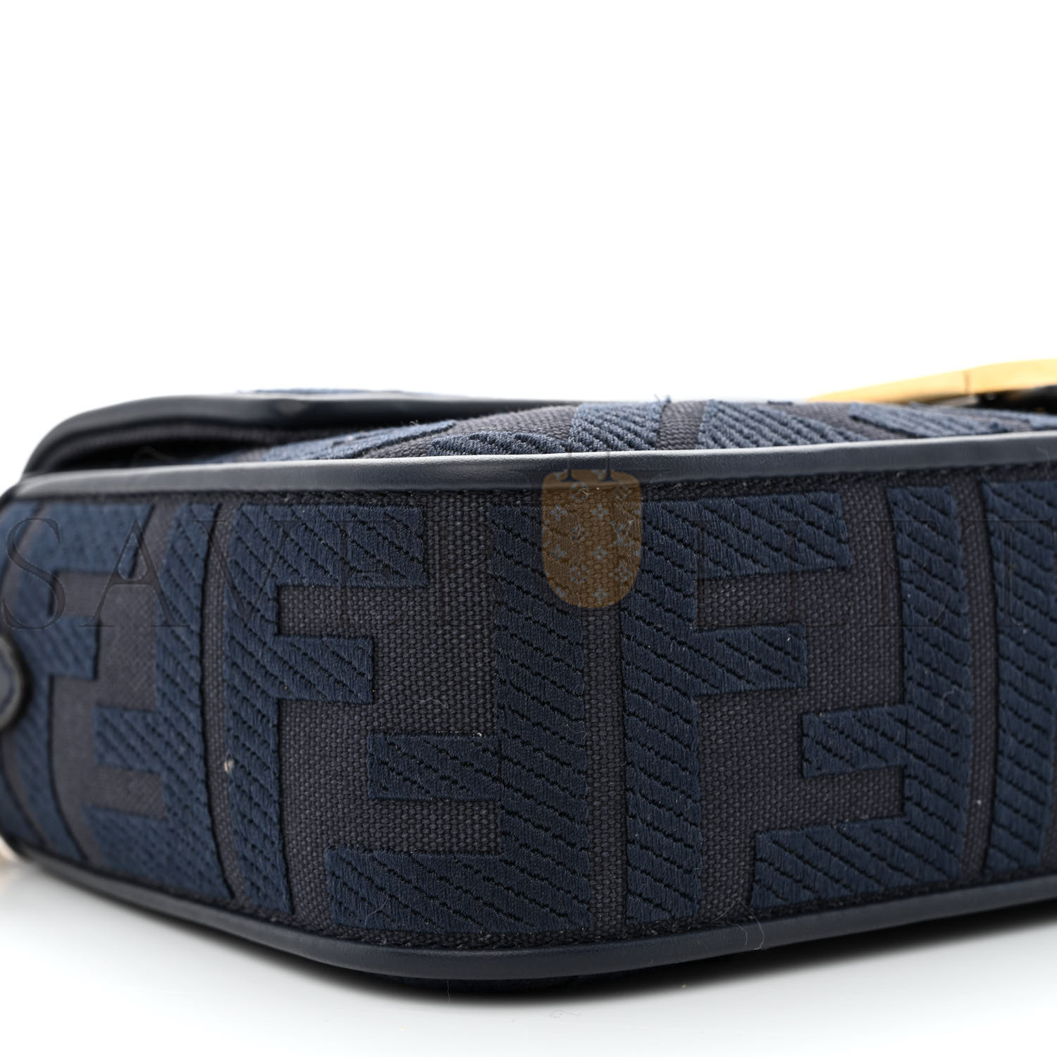 FENDI CANVAS VITELLO KING BI-COLOR STRAP FF EMBROIDERED BAGUETTE MIDNIGHT (27*16*6cm)