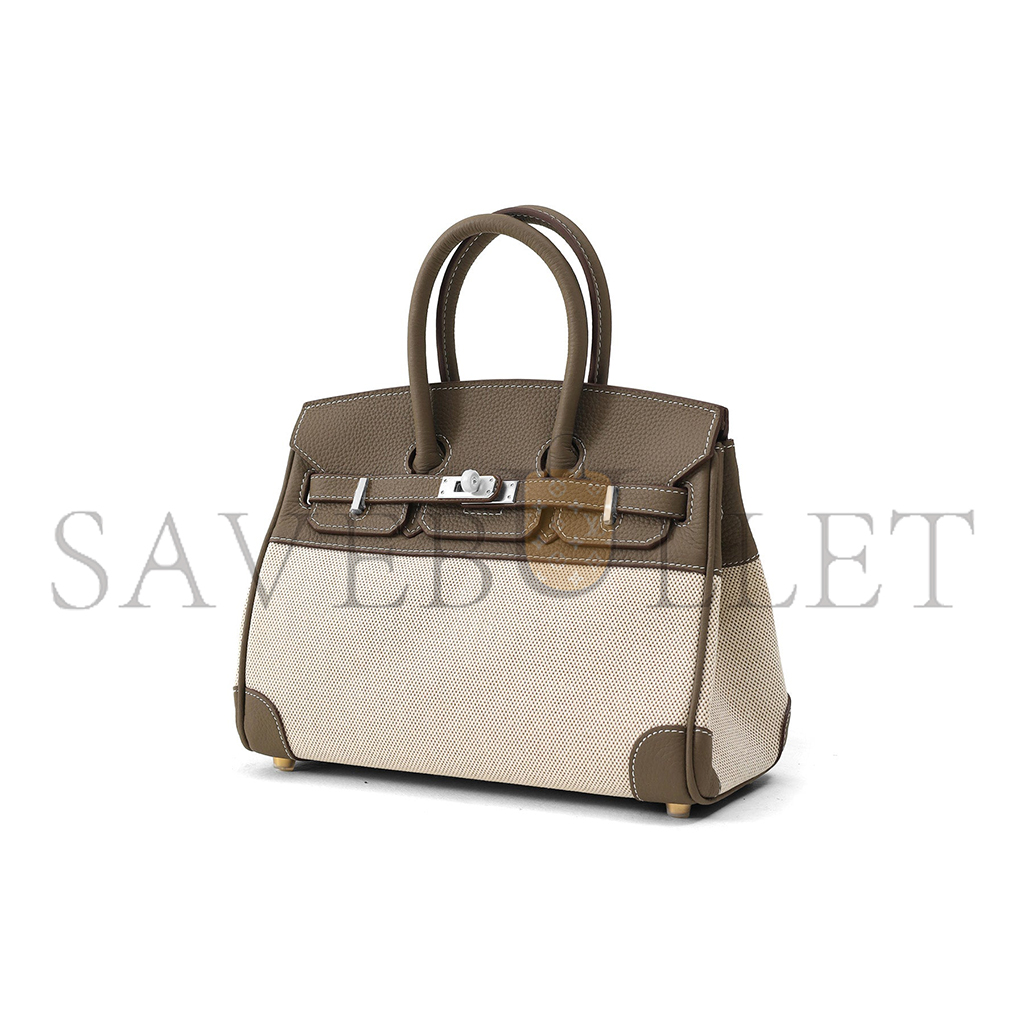 HERMES BIRKIN 35 TOILE TAUPE CLEMENCE LEATHER BAG 30013032 (35*24*18cm)