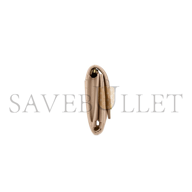 YSL CASSANDRE MATELASSÉ COMPACT TRI FOLD WALLET IN GRAIN DE POUDRE LEATHER 403943BOW012721 (12.5*10*2.5cm)