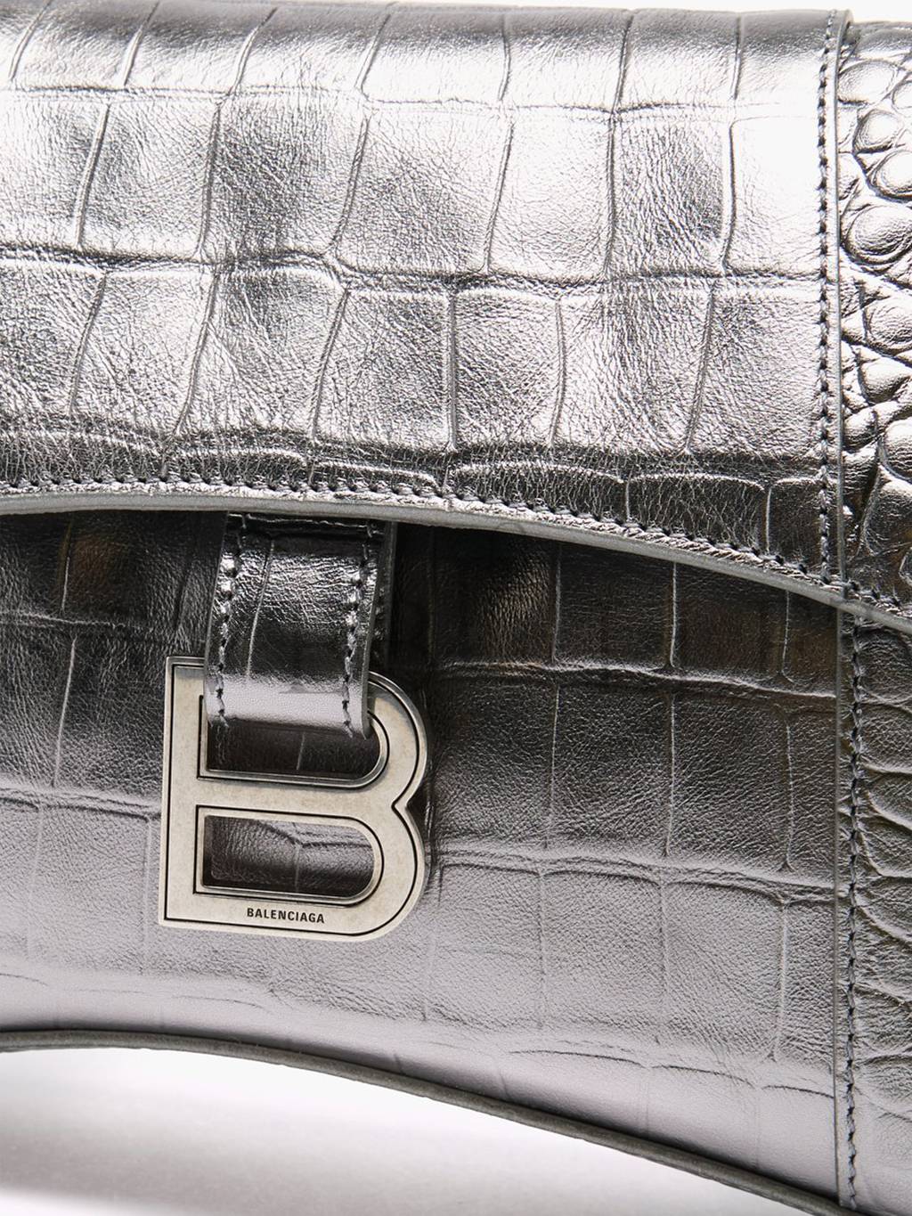 BALENCIAGA METALLIC DOWNTOWN XS CROC-EFFECT LEATHER CROSS-BODY BAG MATCHESFASHION US (27*16.5*5.5cm)