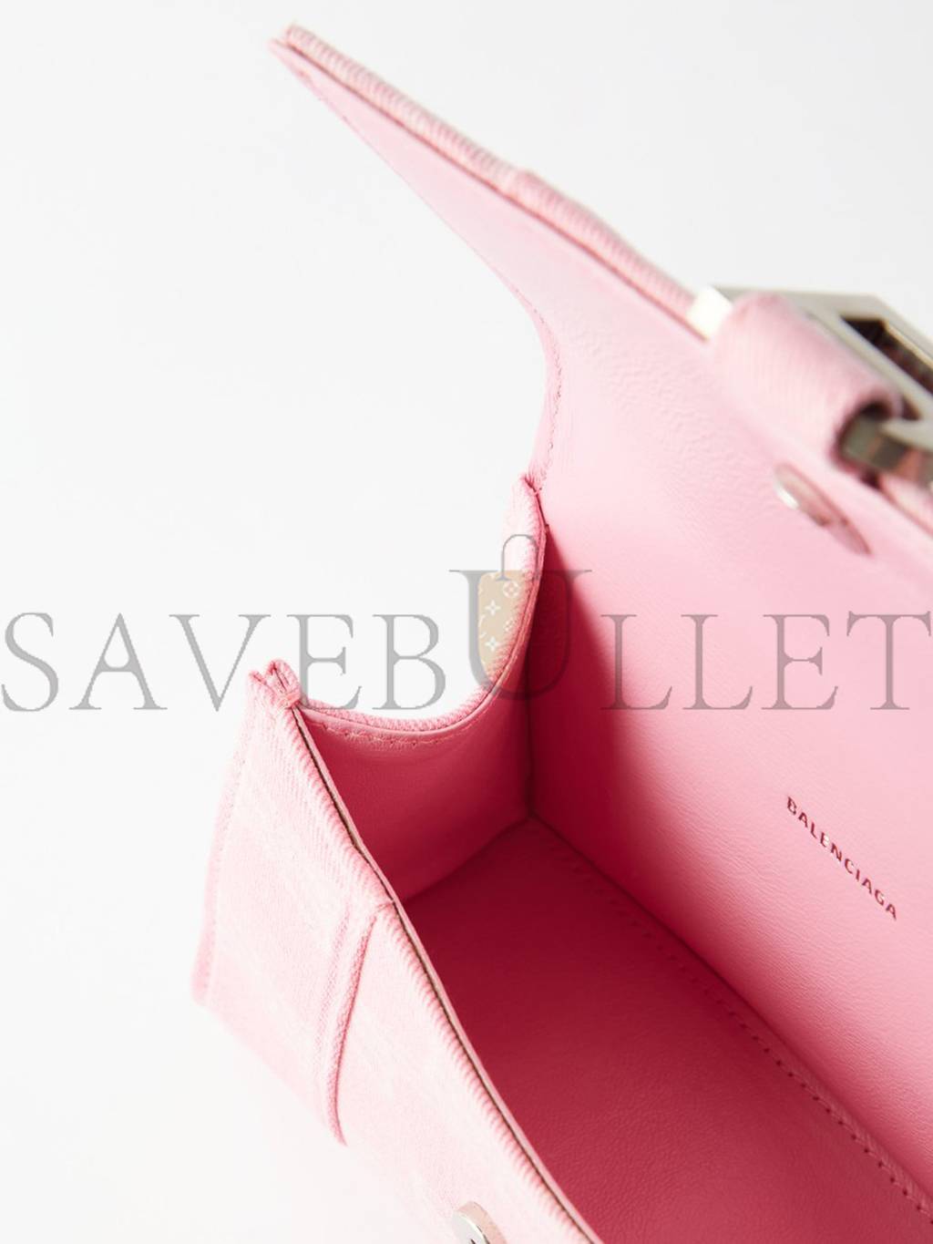 BALENCIAGA PINK HOURGLASS XS LOGO-PRINT DENIM CROSS-BODY BAG MATCHESFASHION US (19*12.1*8.1cm)