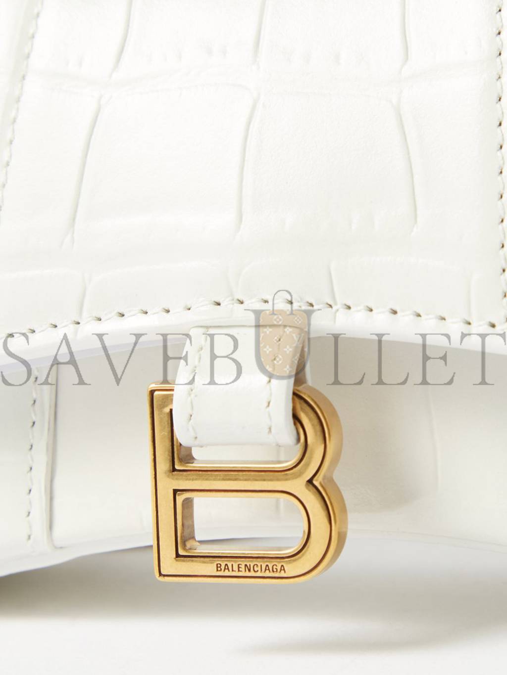 BALENCIAGA WHITE HOURGLASS MINI CROCODILE-EFFECT CROSS-BODY BAG MATCHESFASHION US (12*8*4.6cm)