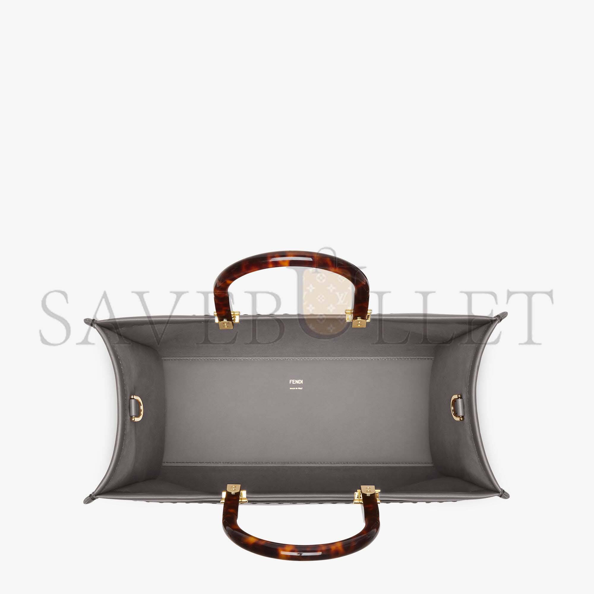 FENDI SUNSHINE MEDIUM - GRAY LEATHER SHOPPERI 8BH386ABVLF1BZC (35*31*17cm)