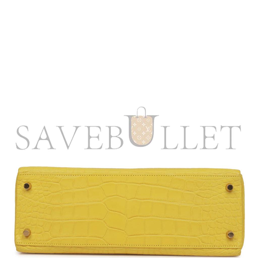 HERMES SPECIAL ORDER (HSS) KELLY RETOURNE 32 MIMOSA MATTE ALLIGATOR GOLD HARDWARE (32.*23*10.5cm)