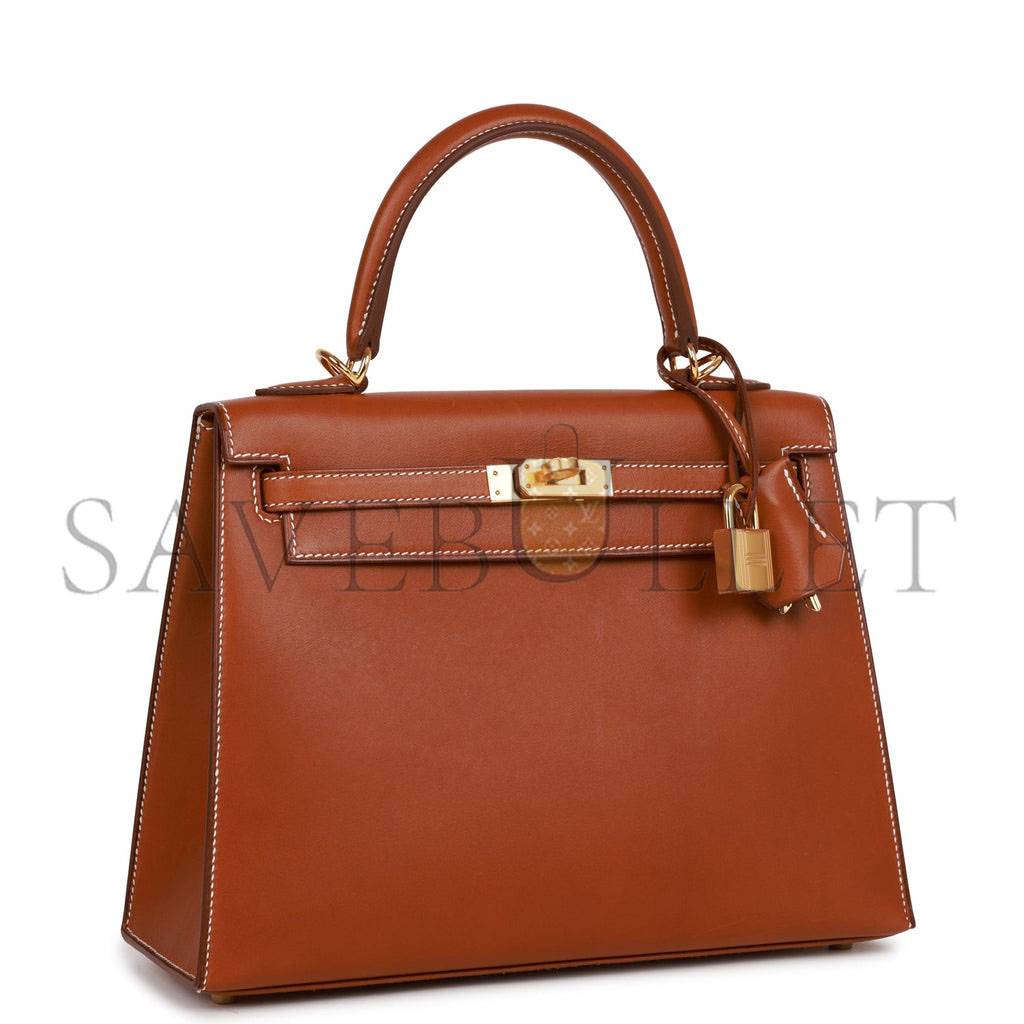 HERMES KELLY SELLIER 25 FAUVE BARENIA GOLD HARDWARE  (25*17*7cm)