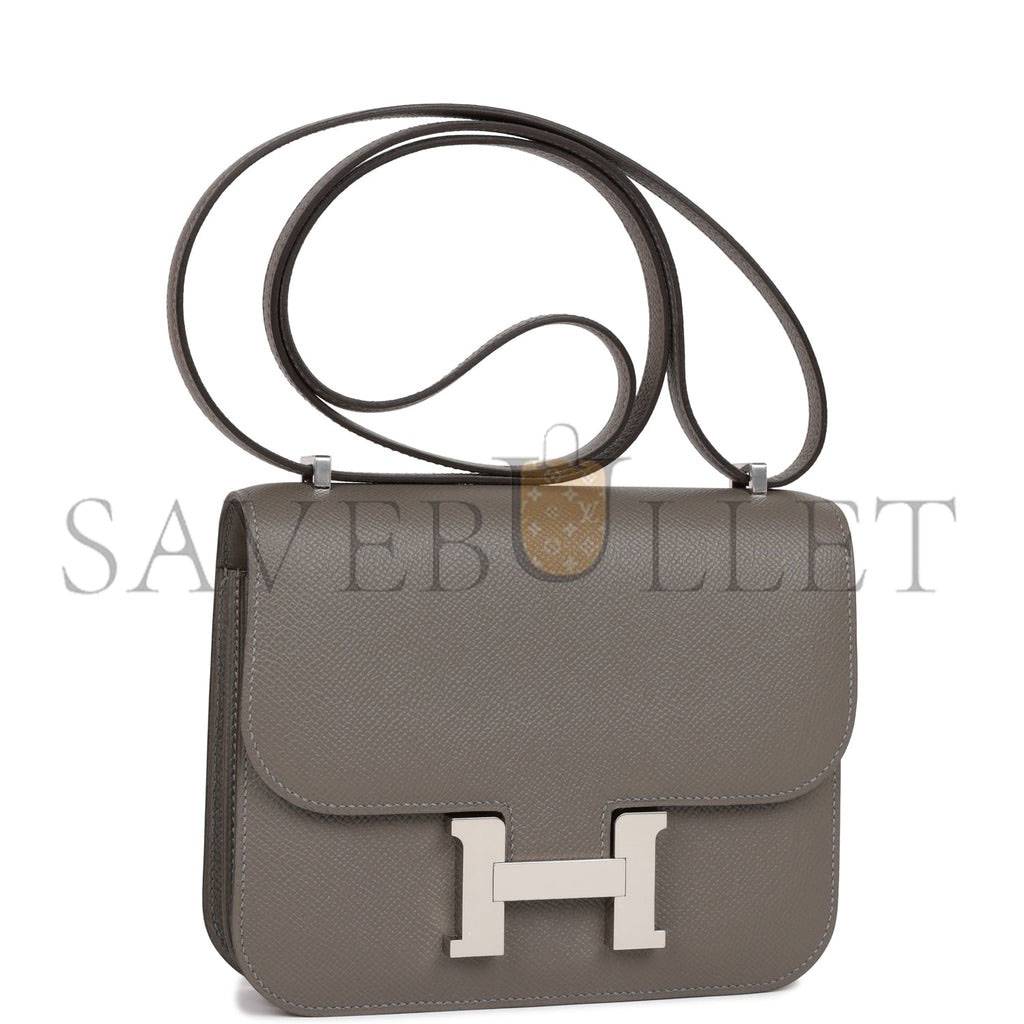 HERMES CONSTANCE 18 GRIS MEYER EPSOM PALLADIUM HARDWARE (18cm)