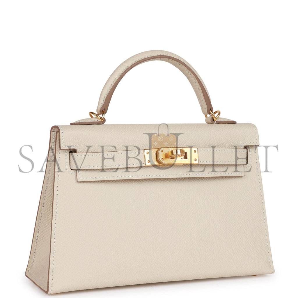 HERMES MINI KELLY SELLIER 20 CRAIE EPSOM GOLD HARDWARE (19*12*5.5cm)