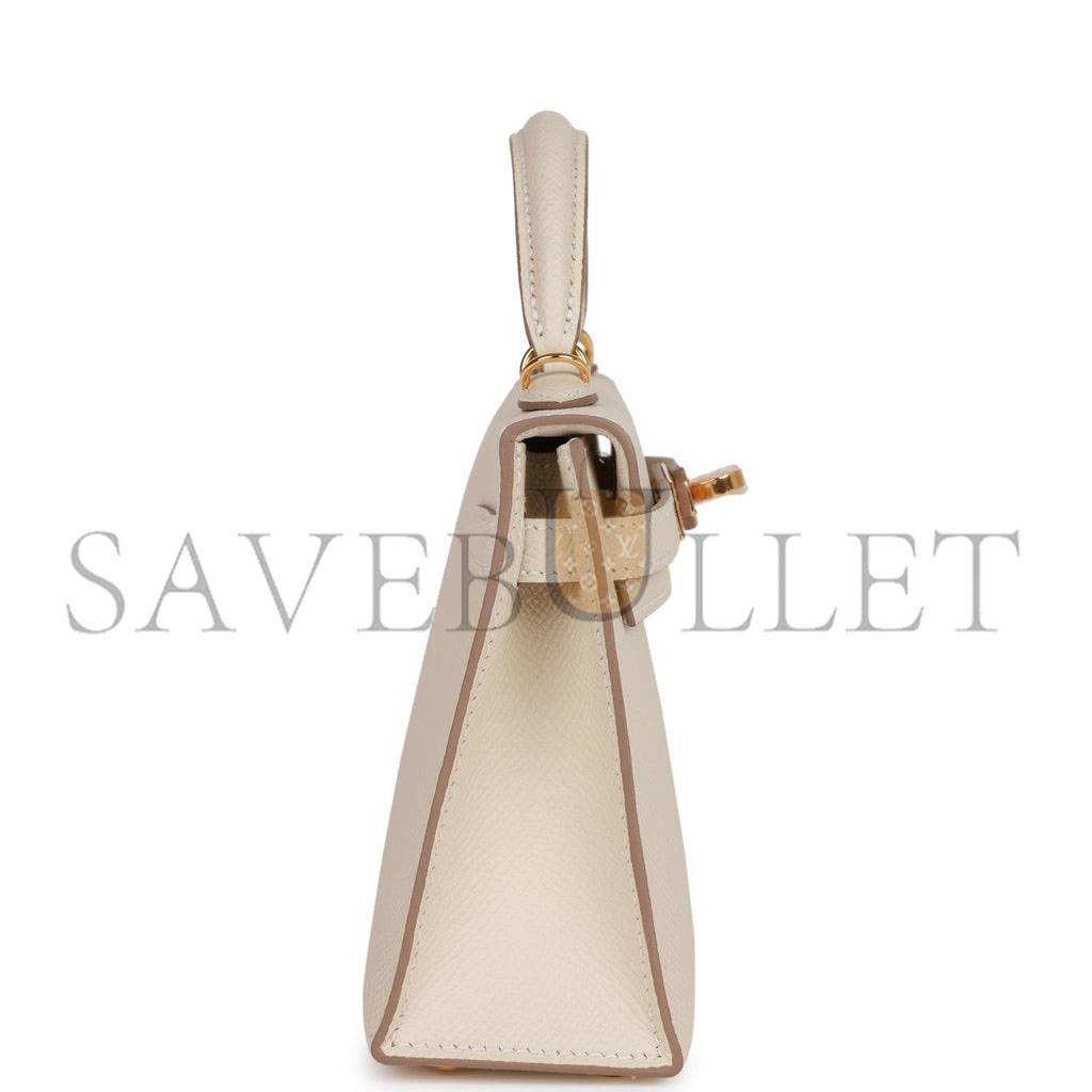 HERMES MINI KELLY SELLIER 20 CRAIE EPSOM GOLD HARDWARE (19*12*5.5cm)