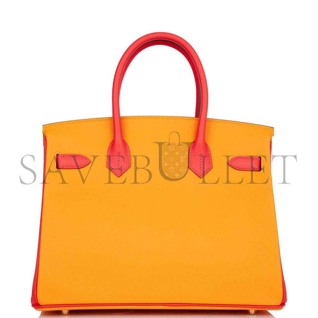 HERMES SPECIAL ORDER (HSS) BIRKIN 30 JAUNE D'OR AND ROSE JAIPUR EPSOM BRUSHED GOLD HARDWARE ( 30cm*22*16cm)