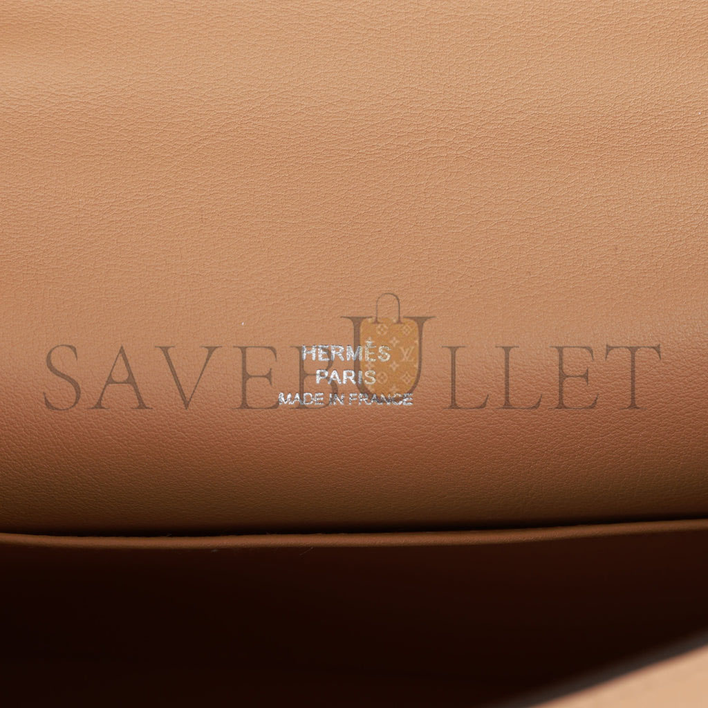 HERMES KELLY POCHETTE CHAI SWIFT PALLADIUM HARDWARE   (22*12*13cm)