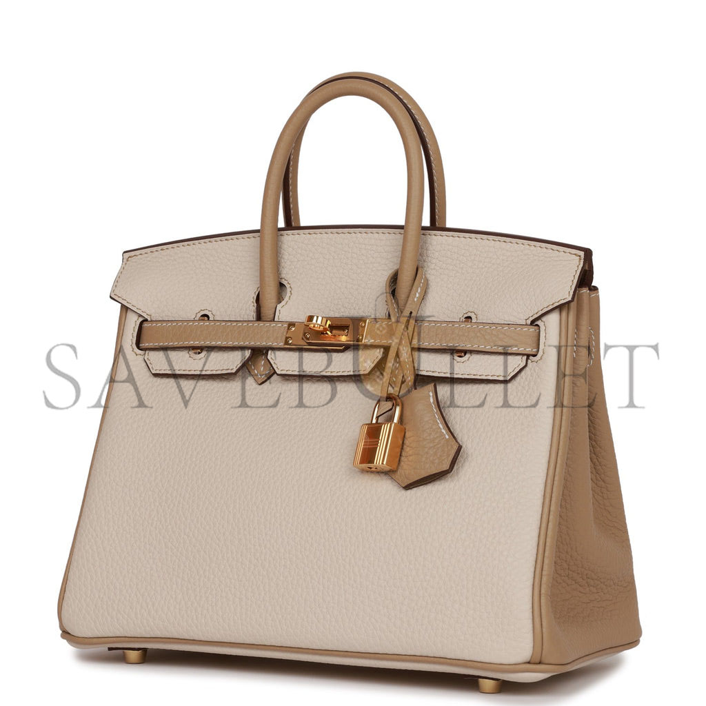 HERMES SPECIAL ORDER (HSS) BIRKIN 25 CRAIE AND TRENCH TOGO GOLD HARDWARE HANDMADE (25cm)