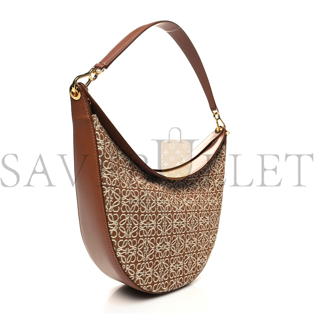 LOEWE JACQUARD ANAGRAM CALFSKIN LUNA BAG TAN PECAN (26*17*8cm)