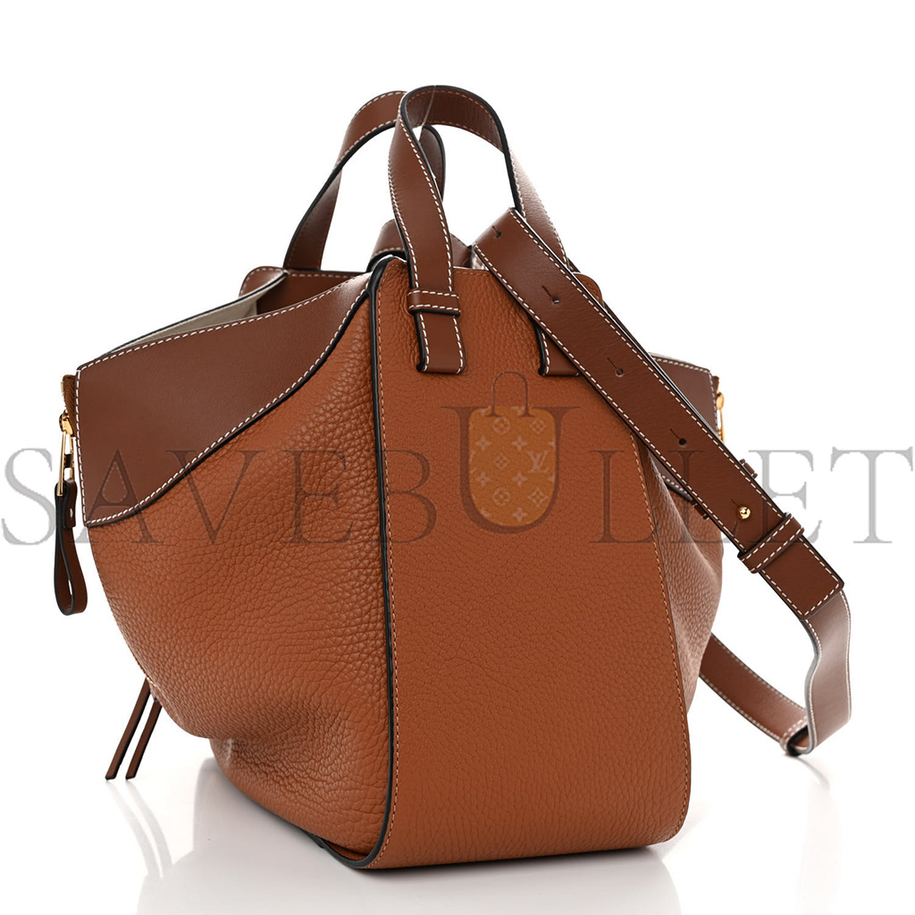 LOEWE GRAINED CALFSKIN SMALL HAMMOCK SHOULDER BAG TAN (29*25*13cm)