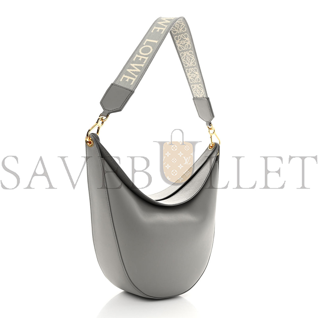 LOEWE SATIN CALFSKIN JACQUARD LUNA BAG PEARL GREY (26*22*8cm)