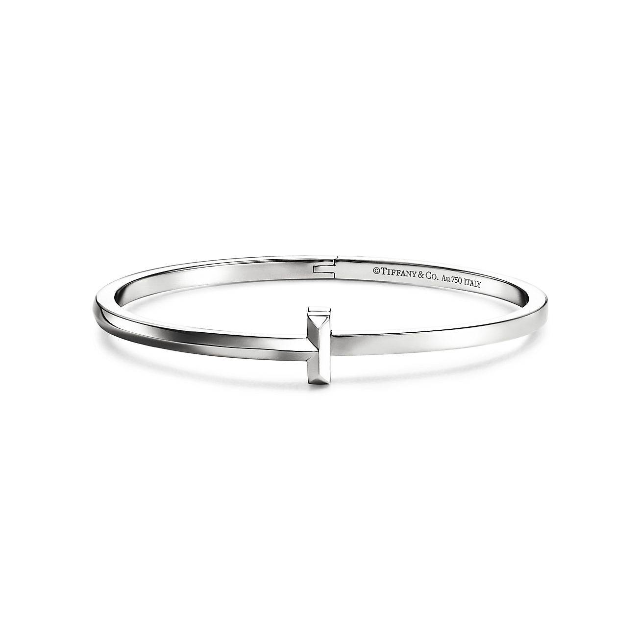 TIFFANY T T1 HINGED BANGLE IN WHITE GOLD, NARROW