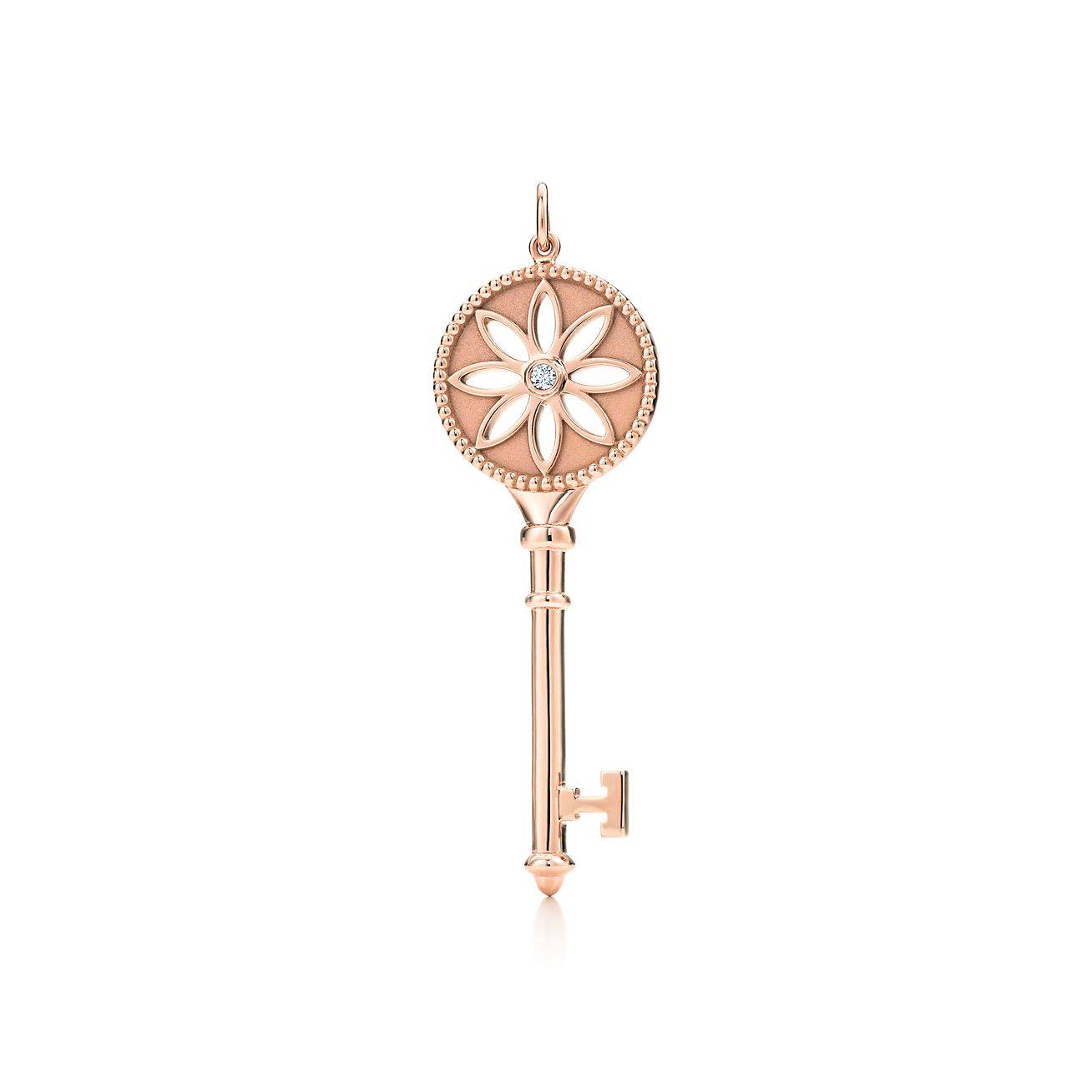 TIFFANY KEYS DAISY KEY IN ROSE GOLD WITH A DIAMOND, 2.5