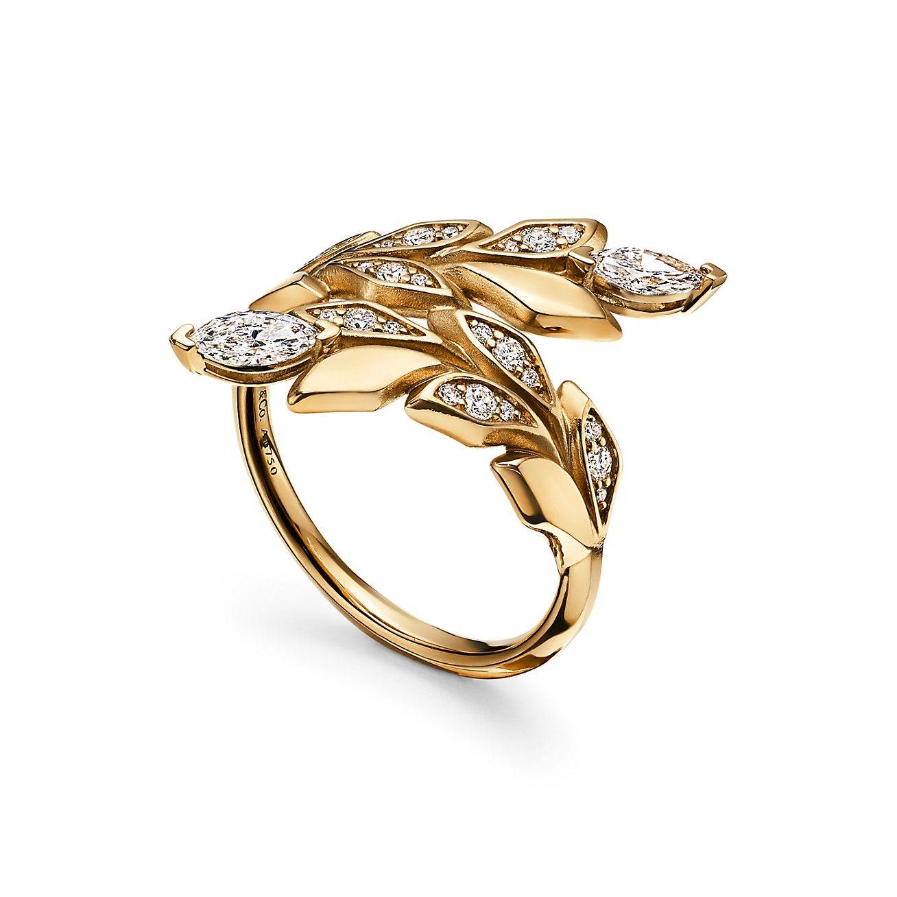 TIFFANY VICTORIA® VINE BYPASS RING IN YELLOW GOLD WITH DIAMONDS