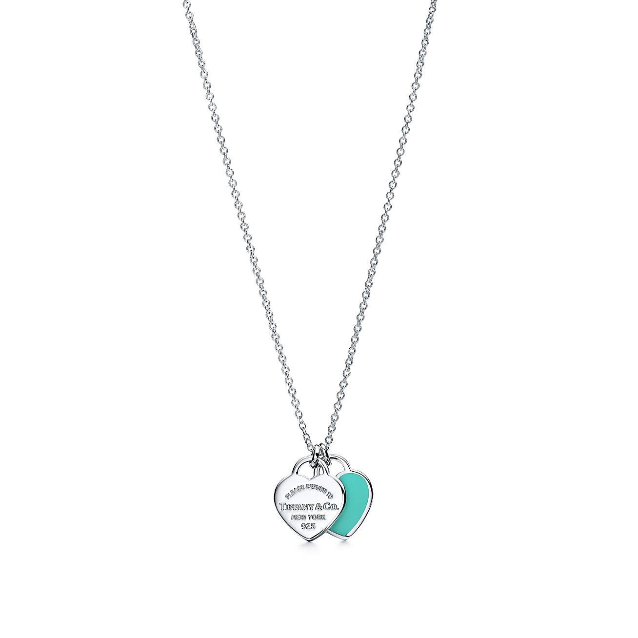 TIFFANY  RETURN TO TIFFANY® TIFFANY BLUE® DOUBLE HEART TAG PENDANT IN SILVER, MINI