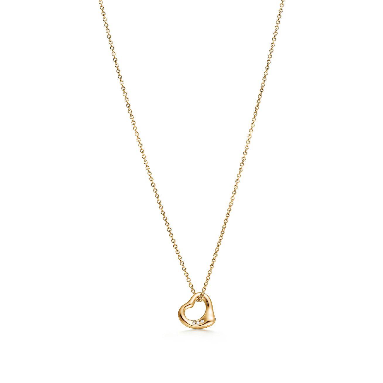 TIFFANY  ELSA PERETTI® OPEN HEART PENDANT IN 18K GOLD WITH DIAMONDS