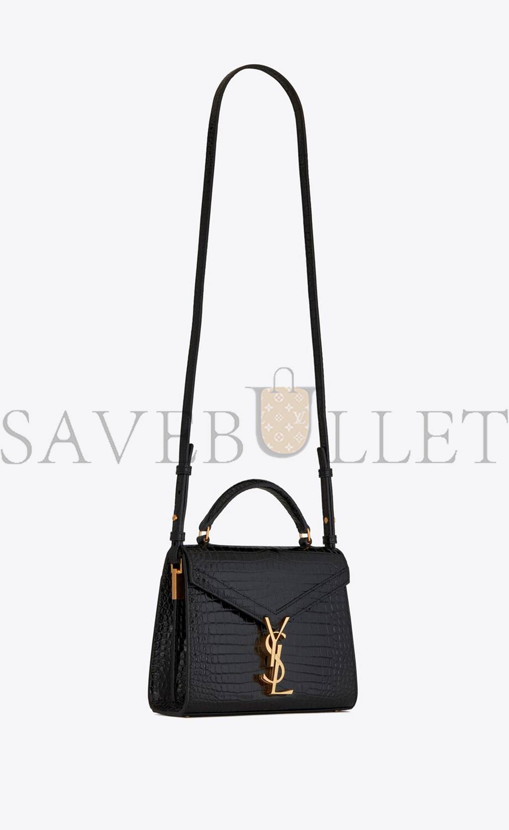 YSL CASSANDRA MINI TOP HANDLE BAG IN CROCODILE-EMBOSSED SHINY LEATHER 623930DND0J1000 (20*16*7.5cm)