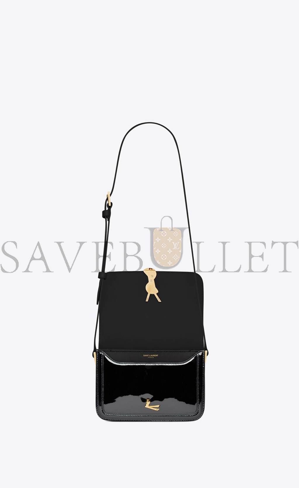 YSL SOLFERINO SMALL SATCHEL IN LACQUERED PATENT LEATHER 634306BMIIW1000 (18.5*14*6cm)