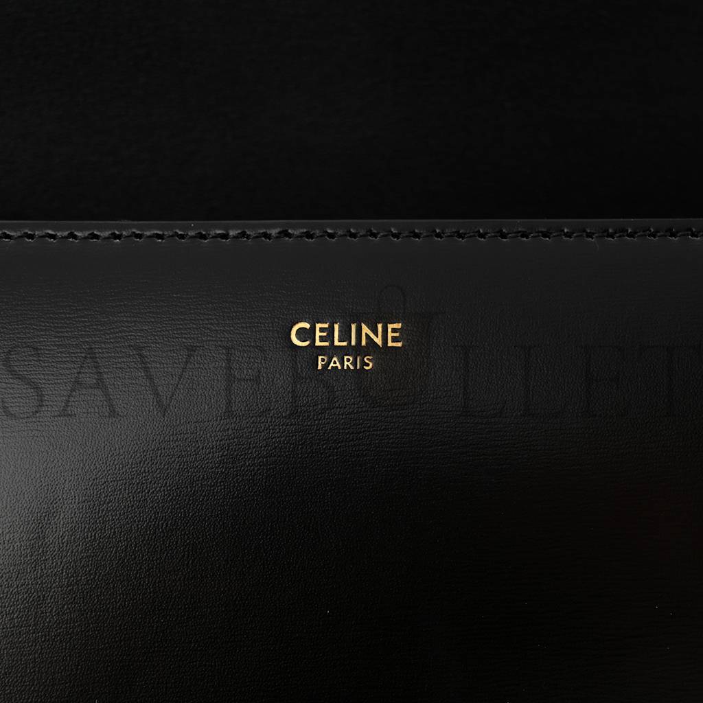 CELINE SHINY CALFSKIN COLLEGE TRIOMPHE BLACK (20*16*6cm)