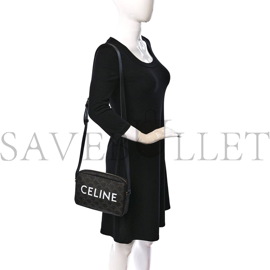 CELINE TRIOMPHE CANVAS MEDIUM MESSENGER BAG BLACK (23*15*4cm)