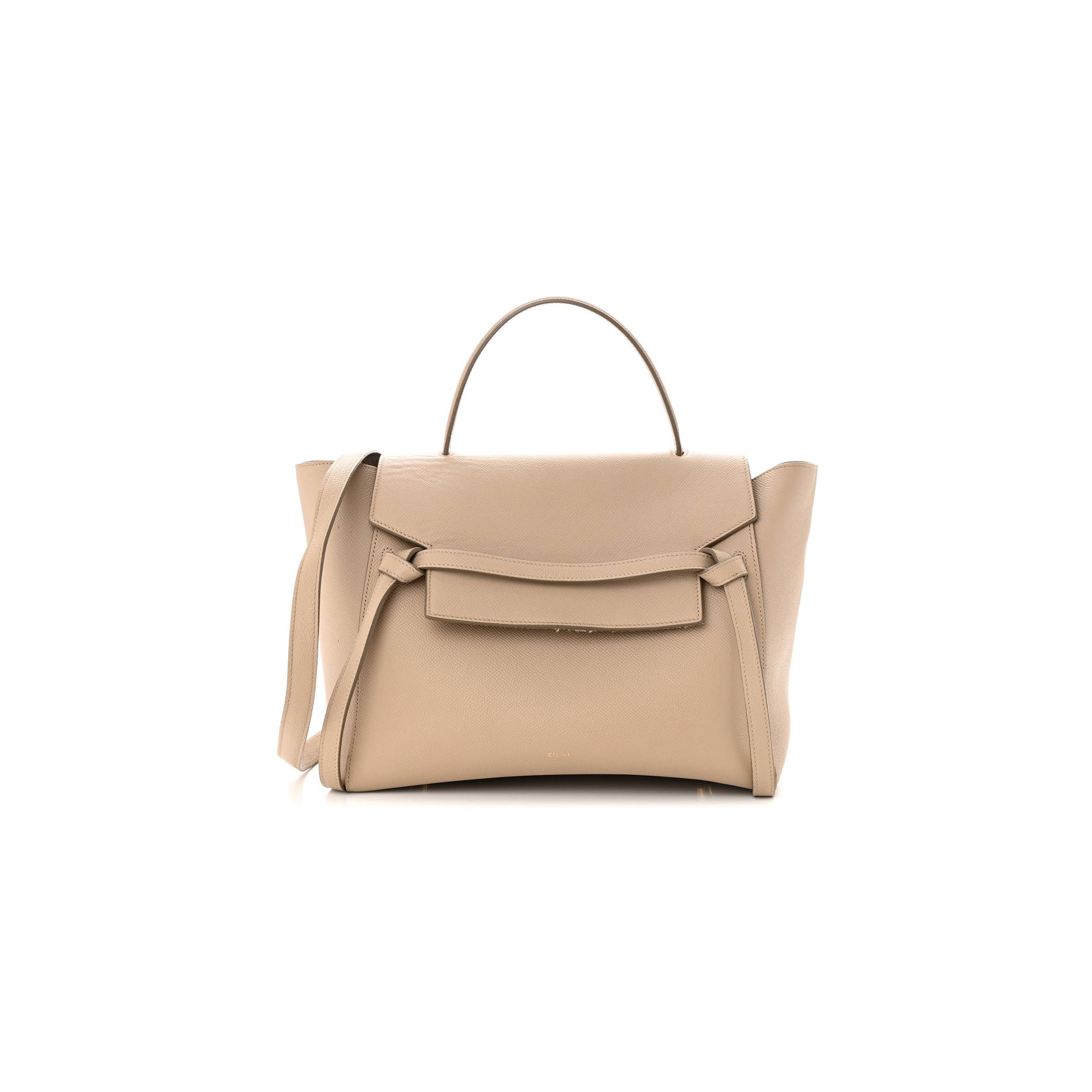 CELINE GRAINED CALFSKIN MINI BELT BAG LIGHT TAUPE (28*22*18cm)