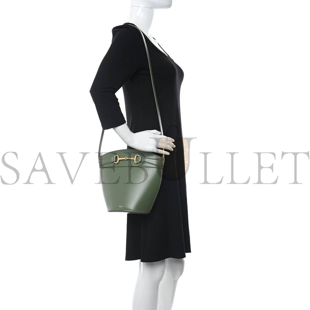 CELINE CALFSKIN CRECY BUCKET BAG GREEN (23*15*15cm)