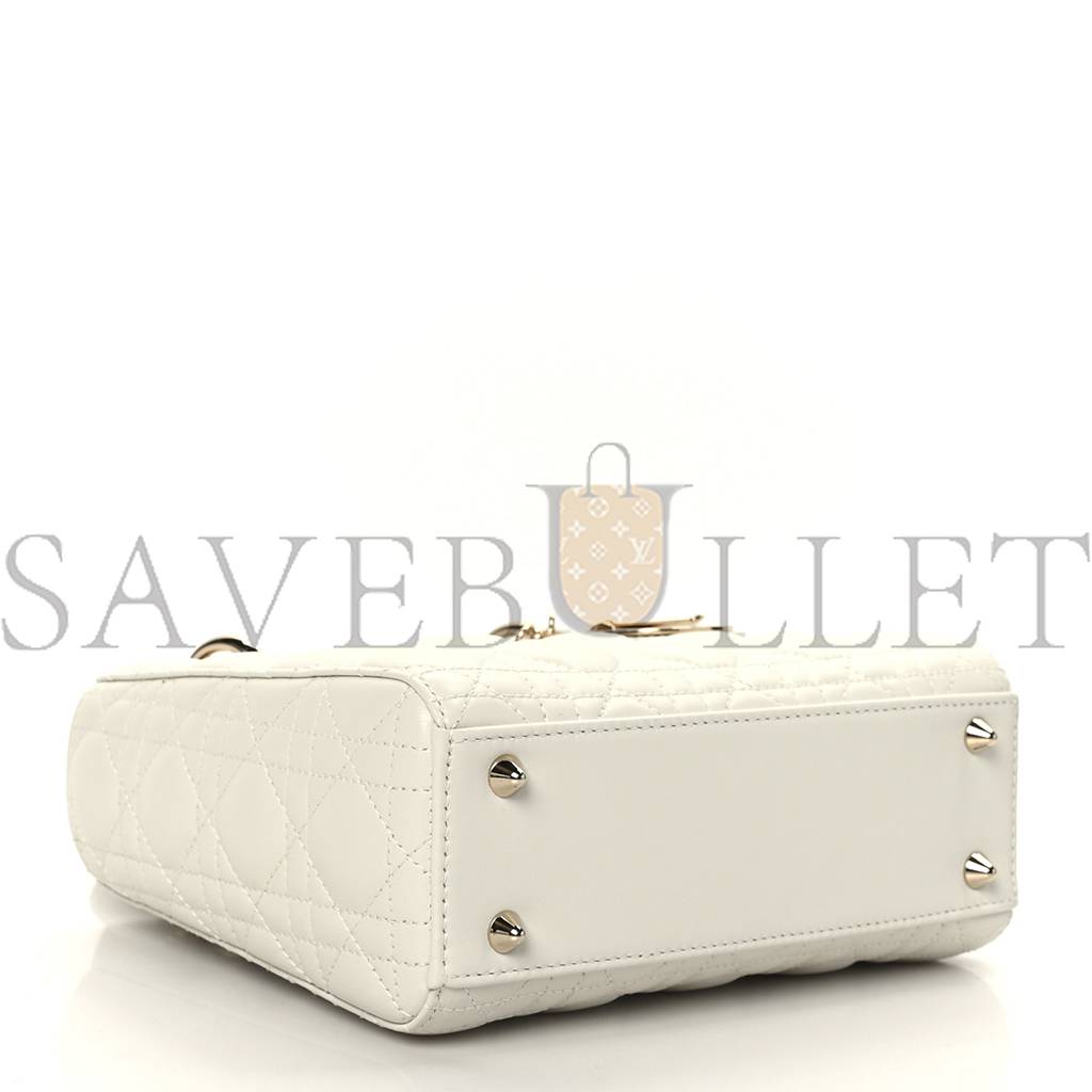 DIOR LAMBSKIN CANNAGE SMALL MY ABCDIOR LADY DIOR WHITE (20*18*8.9cm)