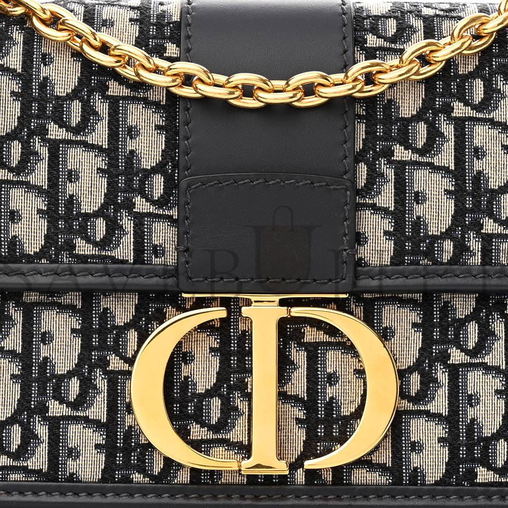 DIOR OBLIQUE 30 MONTAIGNE CHAIN FLAP BAG BLUE (25*15*8.9cm)