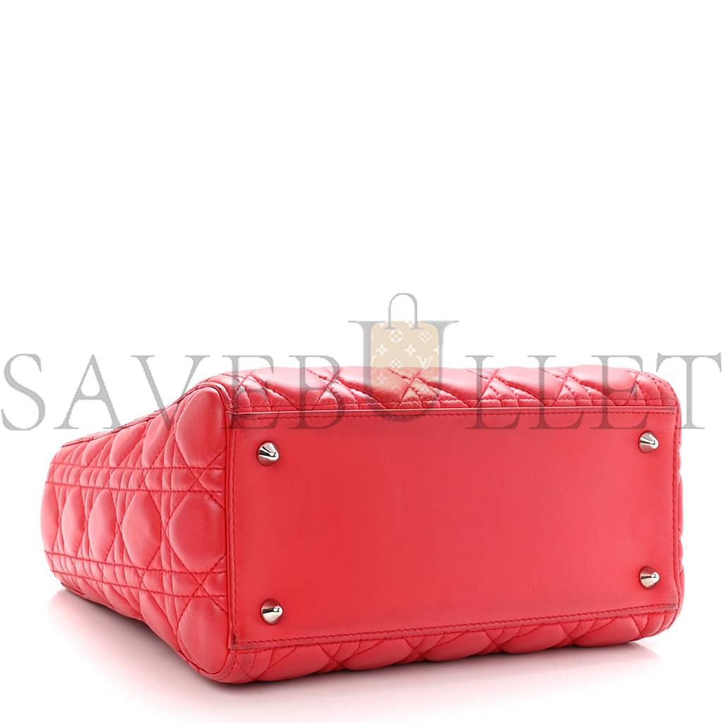 DIOR LAMBSKIN CANNAGE MEDIUM LADY DIOR RED (23*20*12.1cm)