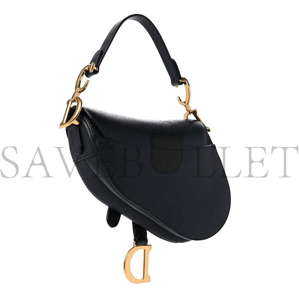 DIOR GRAINED CALFSKIN MINI SADDLE BAG BLACK (18*15*5.1cm)